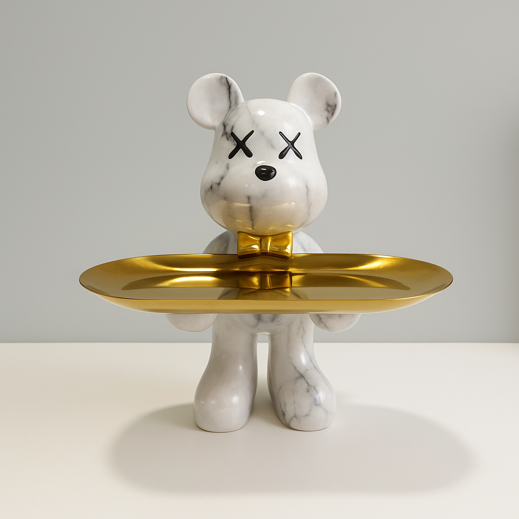Graffiti Bear Ornament With Gold Tray Tabletop Figure