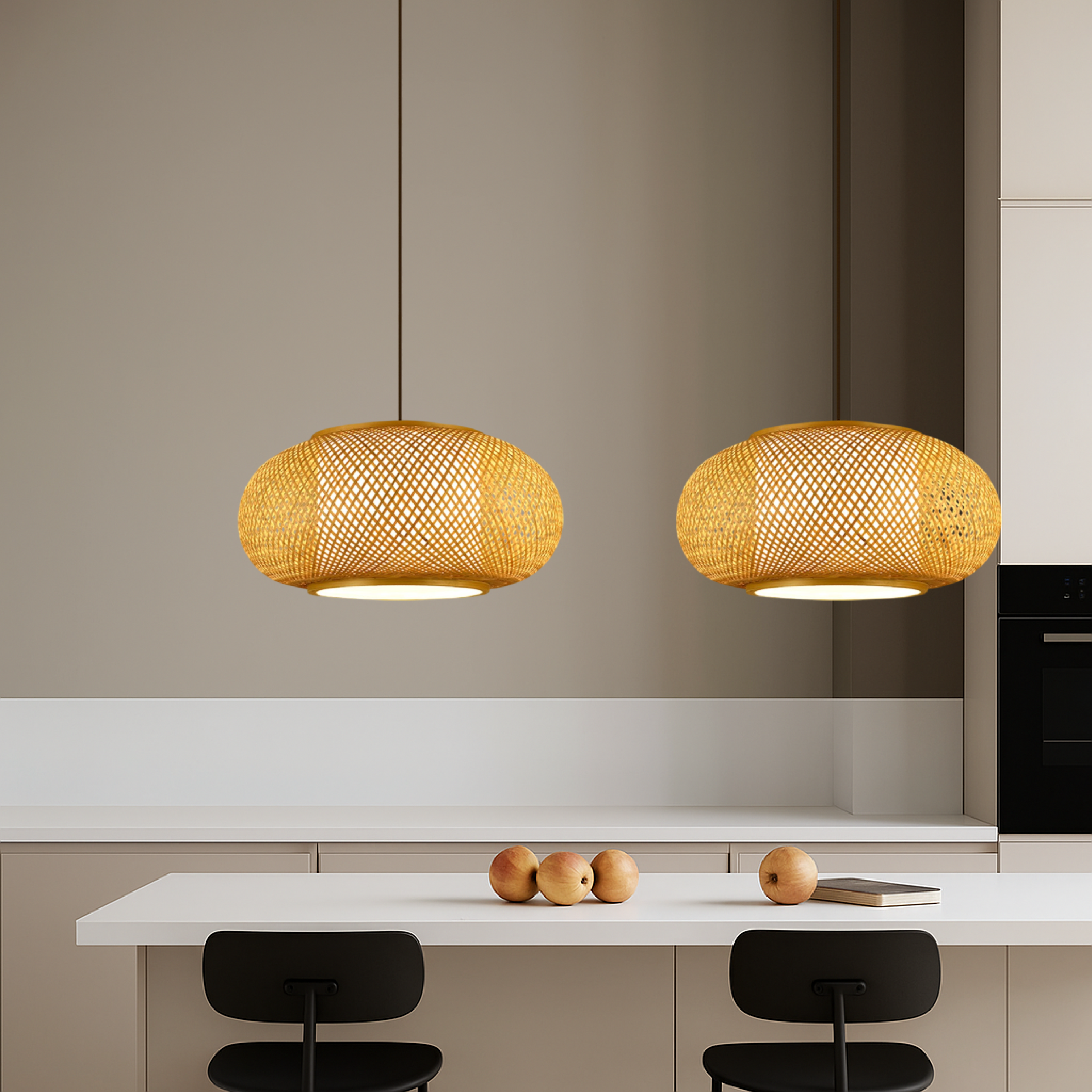 Japandi Woven Bamboo Pendant Light