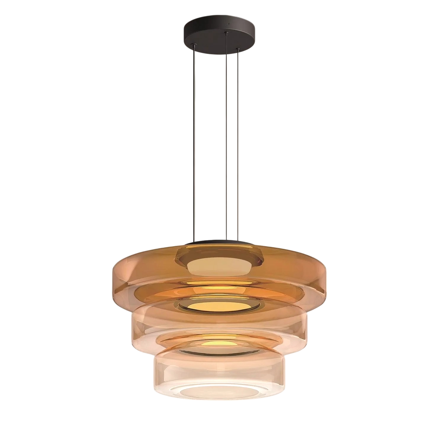Bauhaus-style layered smoked glass pendant lamp