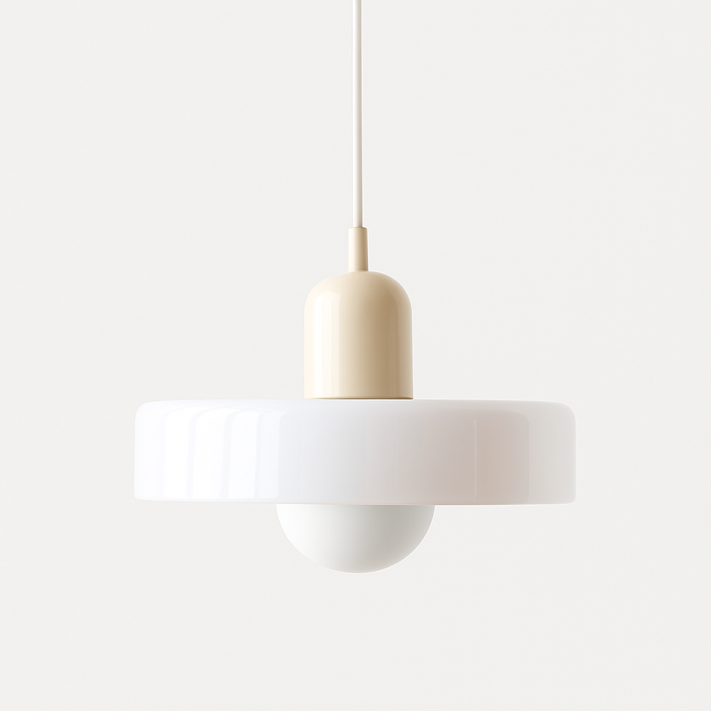 Bauhaus style glass pendant light with ring shade