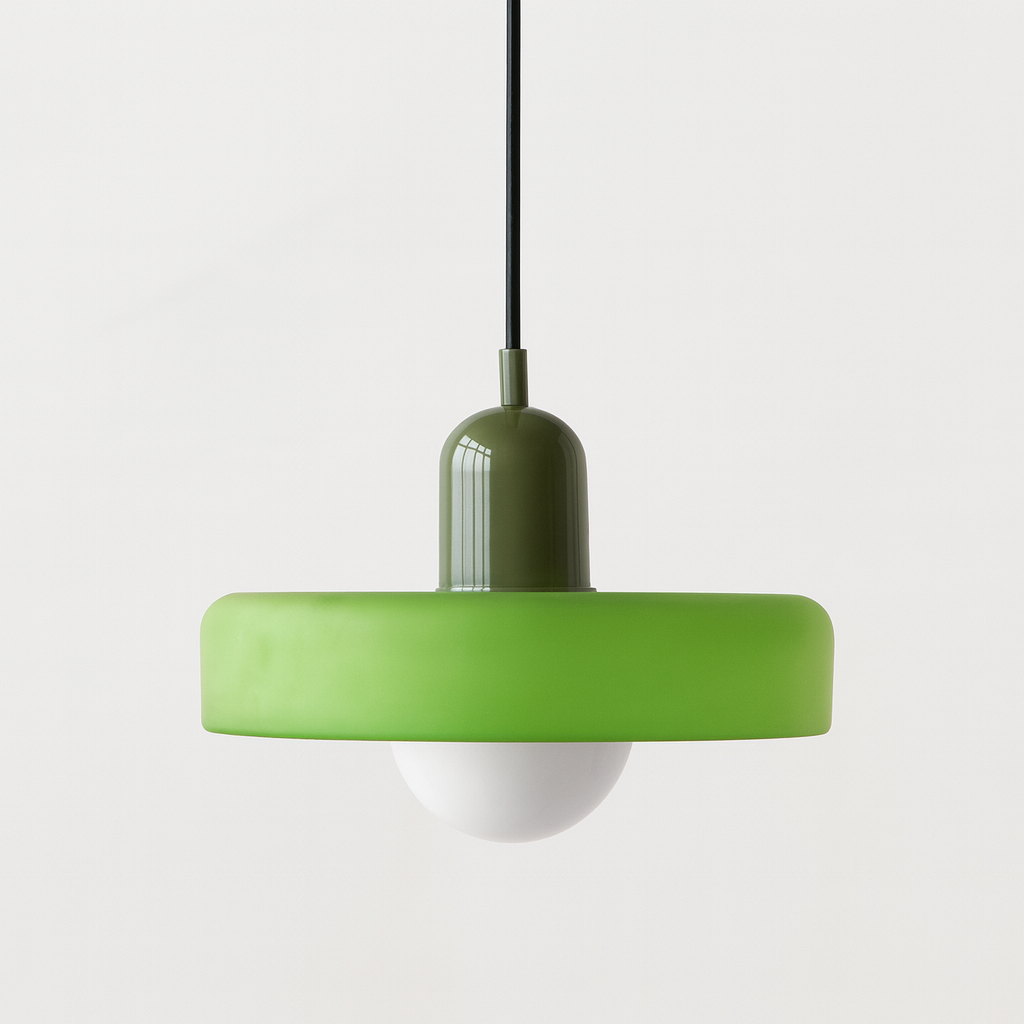 Bauhaus style glass pendant light with ring shade