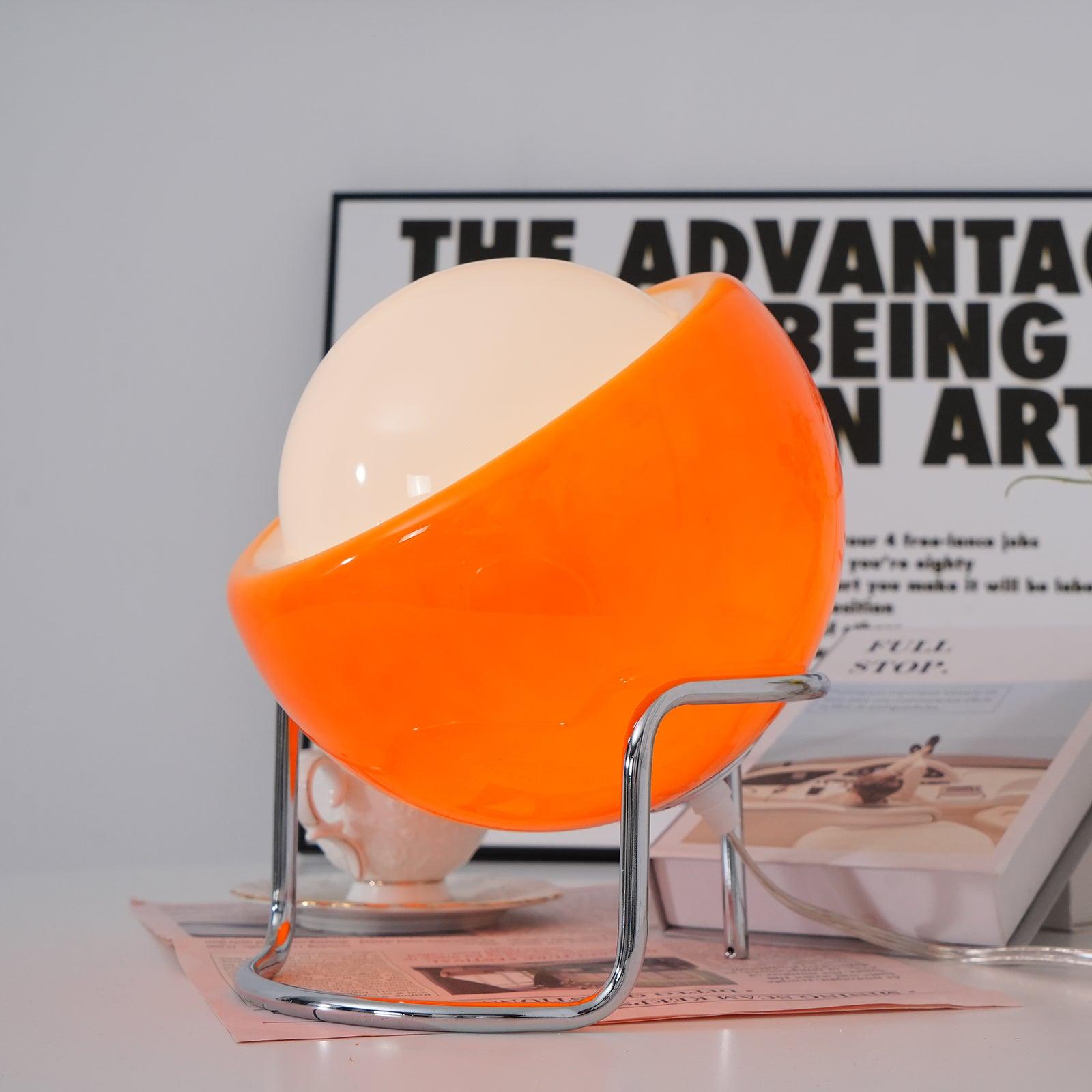 Bauhaus Style Glass-Look Table Lamp with Metal Frame