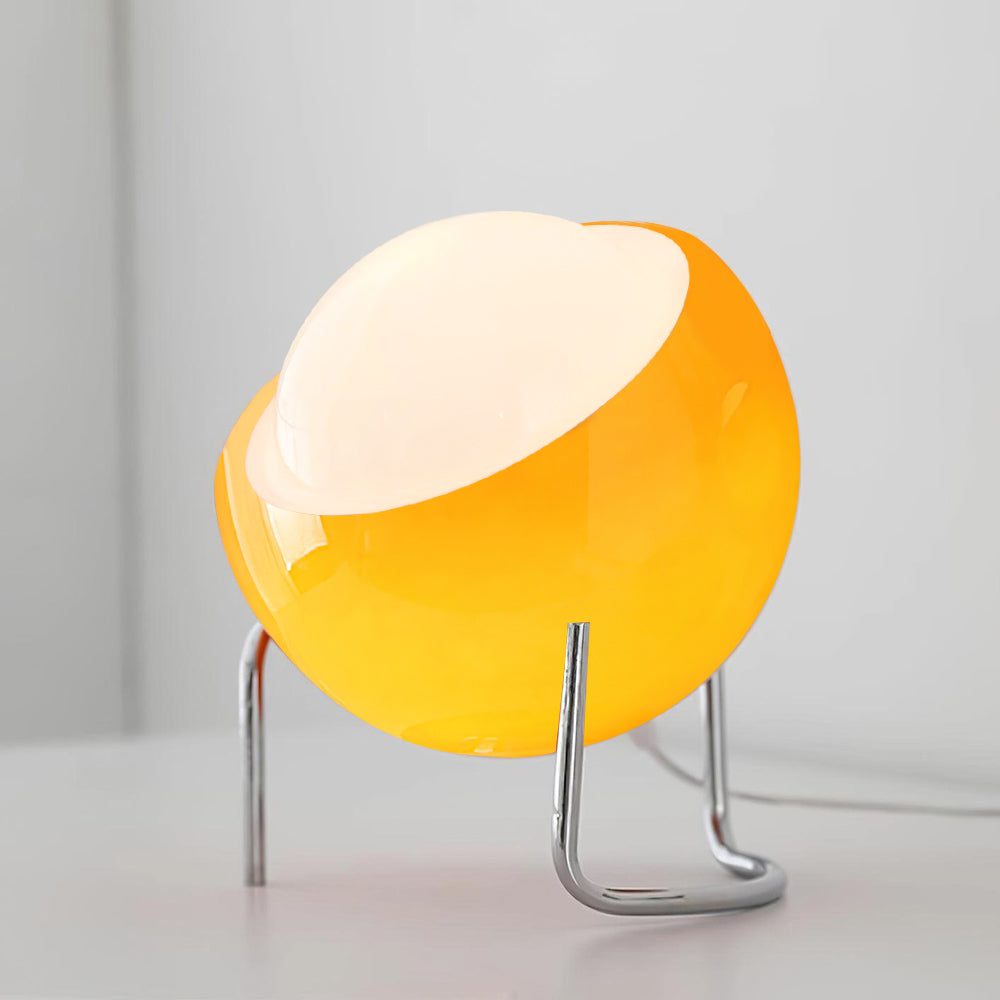 Bauhaus Style Glass-Look Table Lamp with Metal Frame