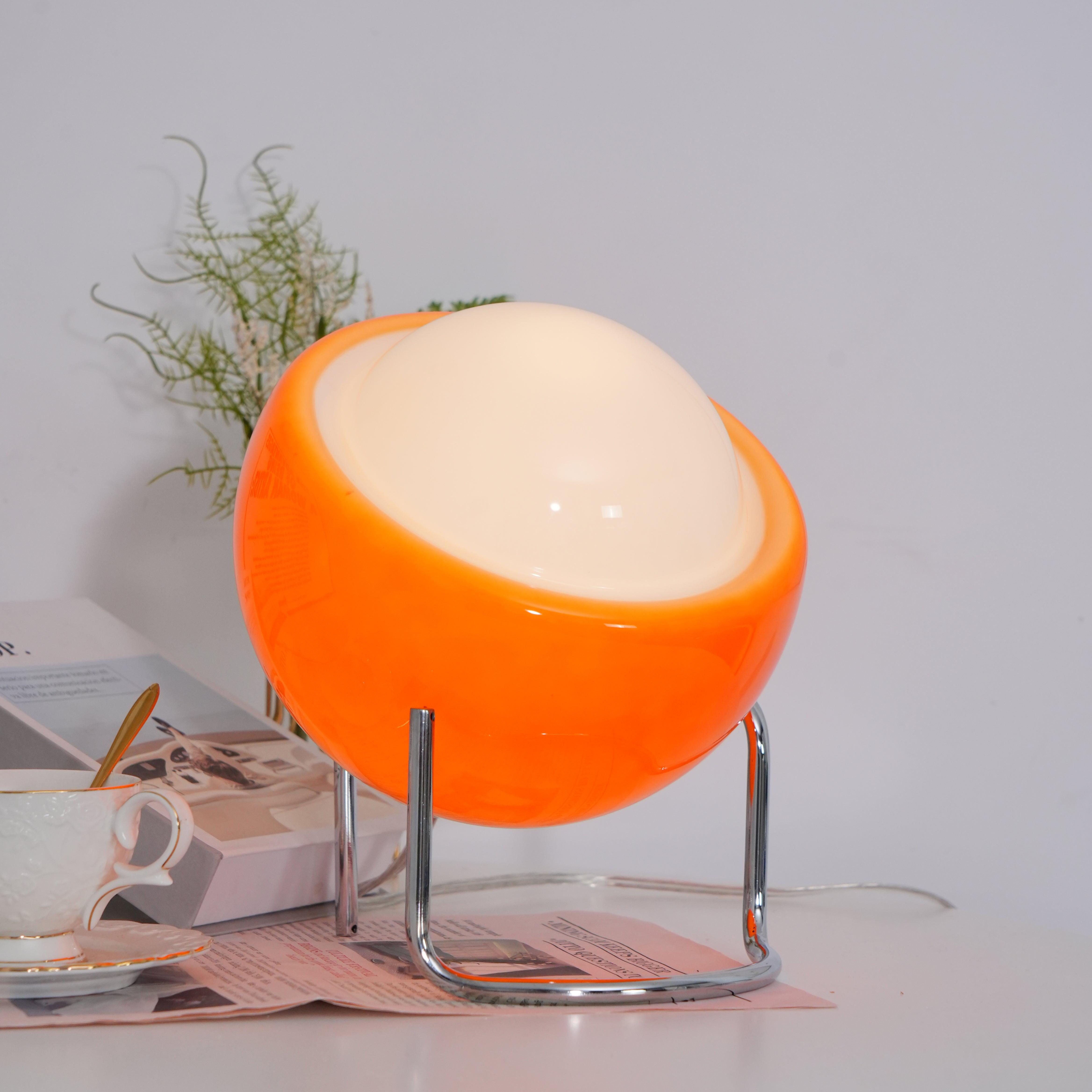 Bauhaus Style Glass-Look Table Lamp with Metal Frame