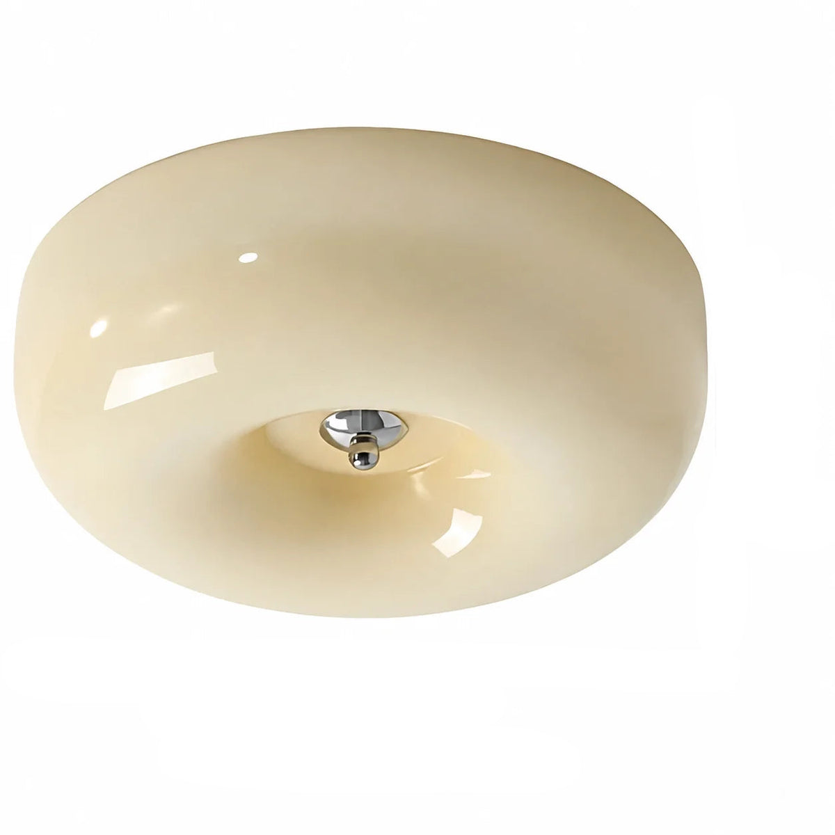 Bauhaus Glass Ceiling Light with Cream Pudding Shade
