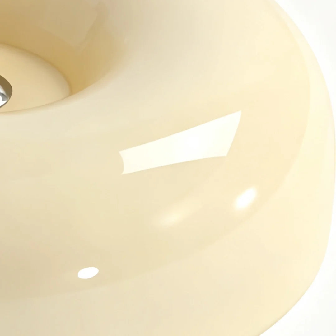 Bauhaus Glass Ceiling Light with Cream Pudding Shade