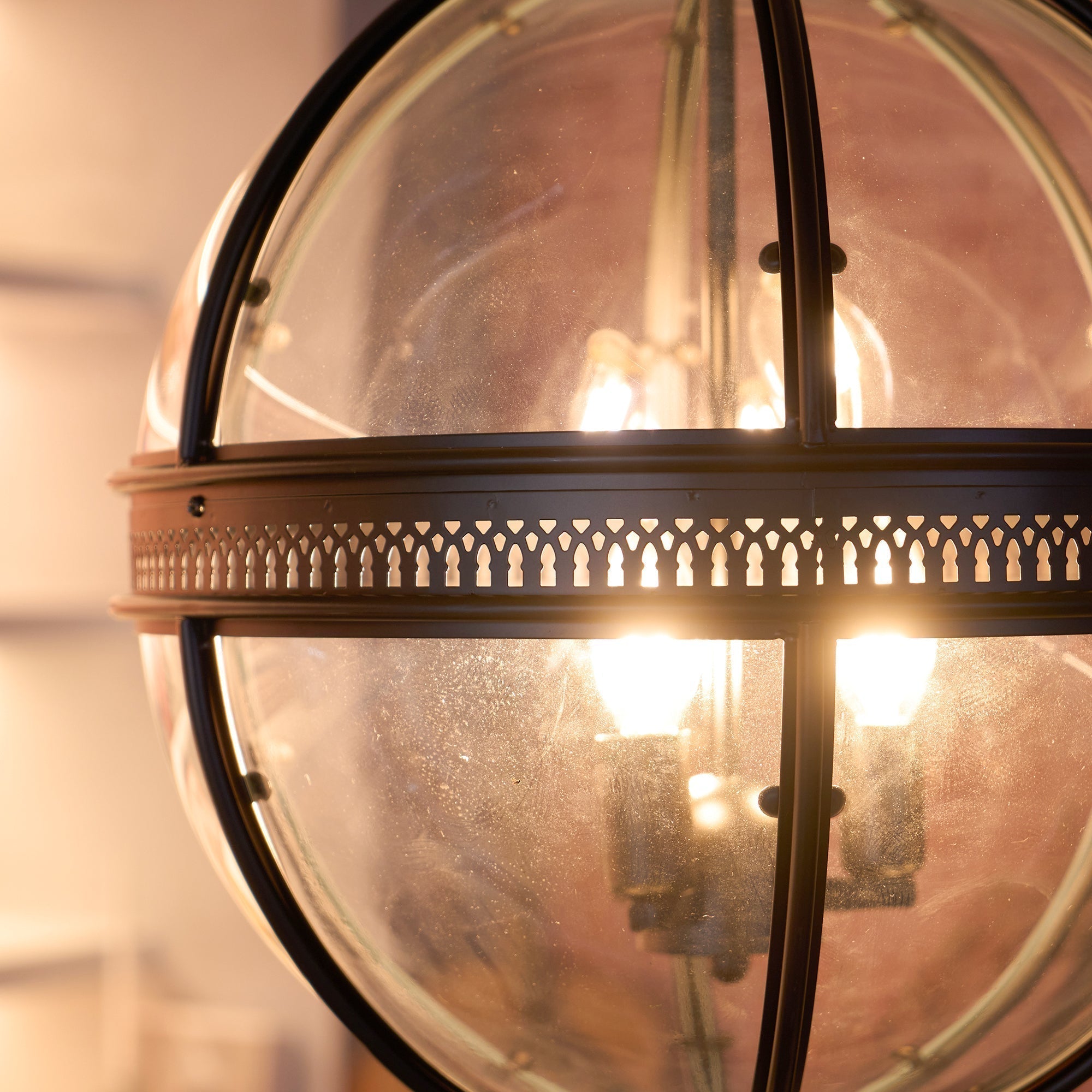 Vintage Glass Pendant Light Industrial Globe Hanging Fixture