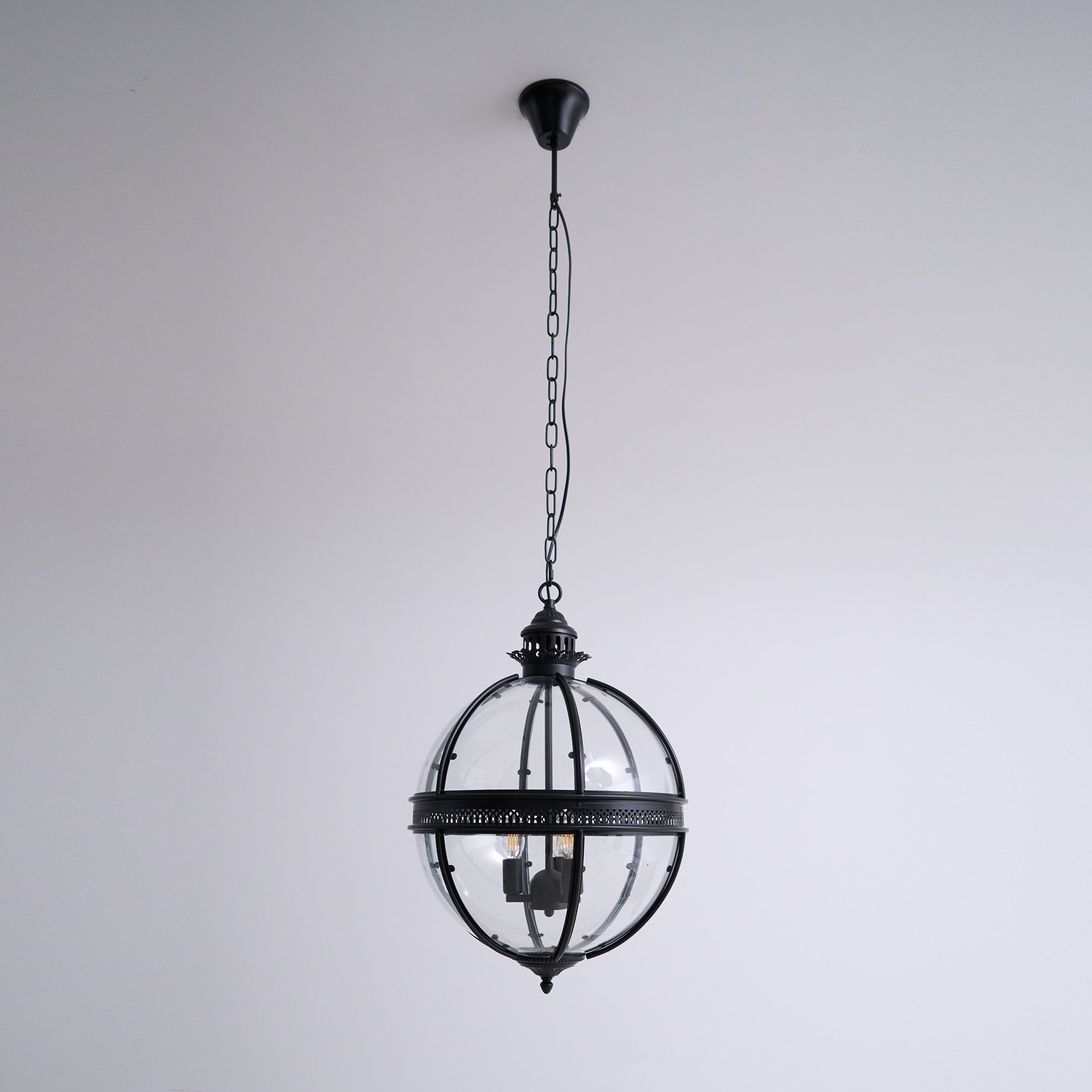 Vintage Glass Pendant Light Industrial Globe Hanging Fixture