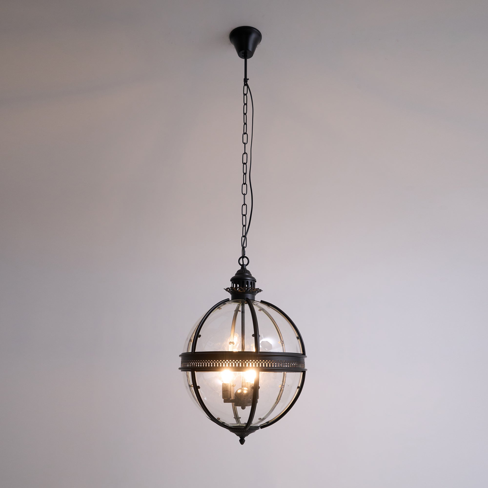 Vintage Glass Pendant Light Industrial Globe Hanging Fixture