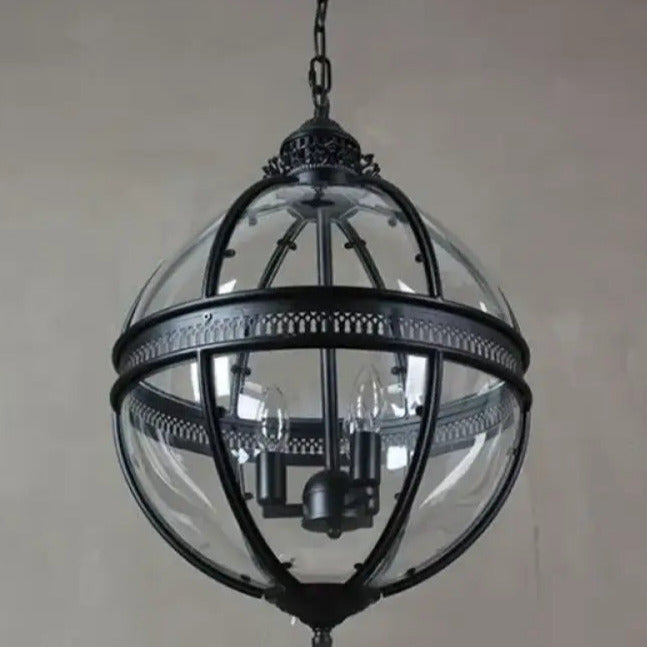 Vintage Glass Pendant Light Industrial Globe Hanging Fixture