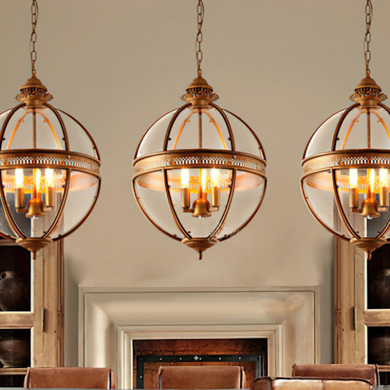 Vintage Glass Pendant Light Industrial Globe Hanging Fixture