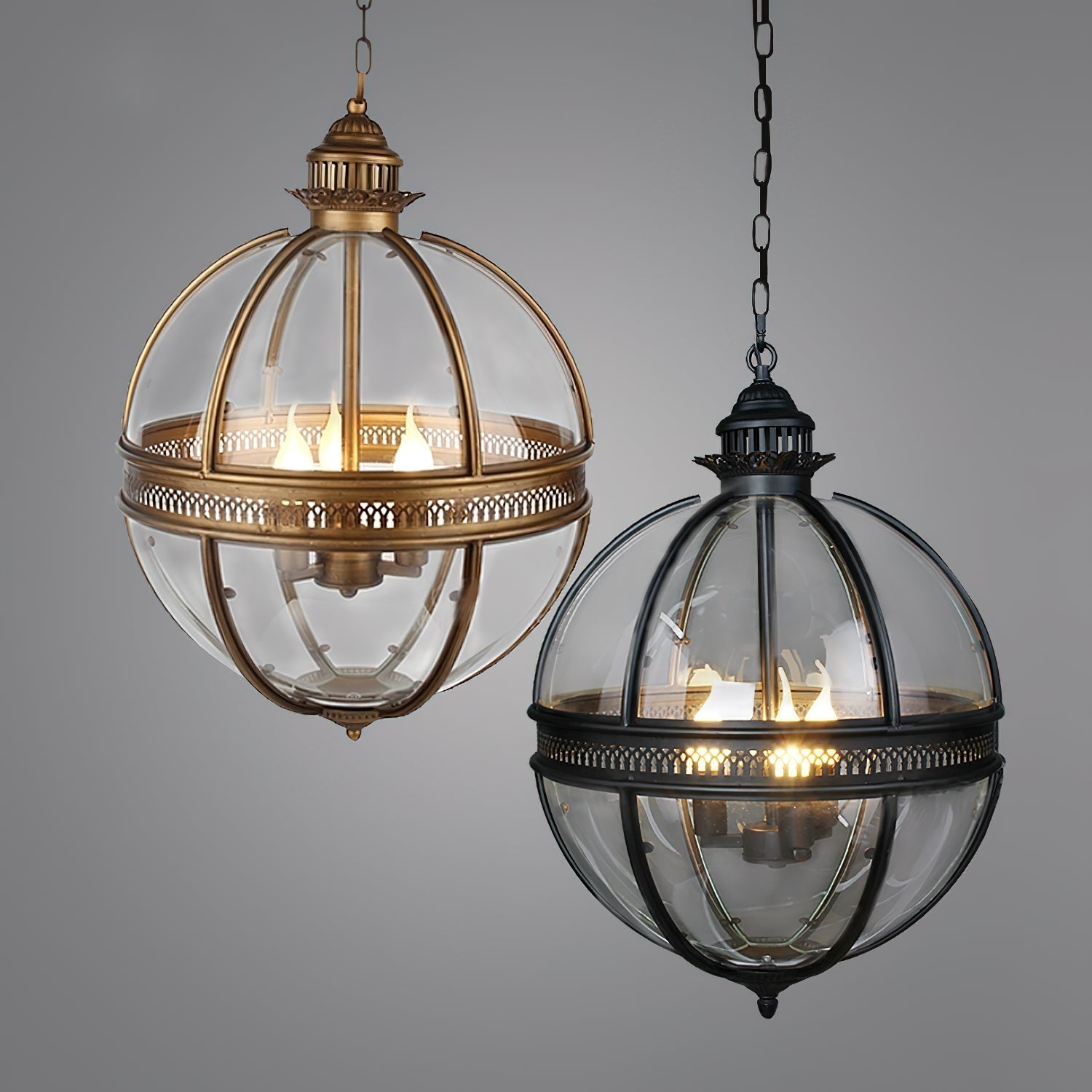 Vintage Glass Pendant Light Industrial Globe Hanging Fixture