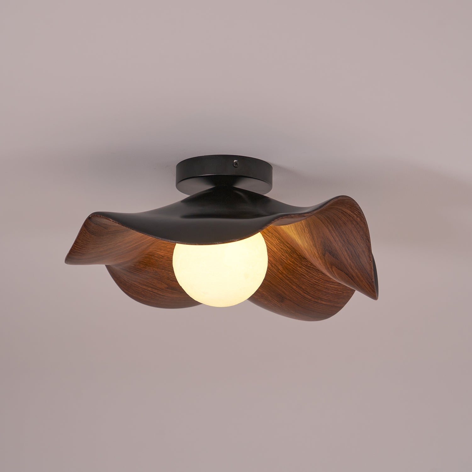 Modern Ceiling Lamp Sculptural Wood Inspired Design