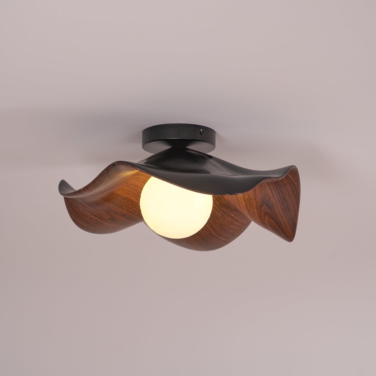 Modern Ceiling Lamp Sculptural Wood Inspired Design
