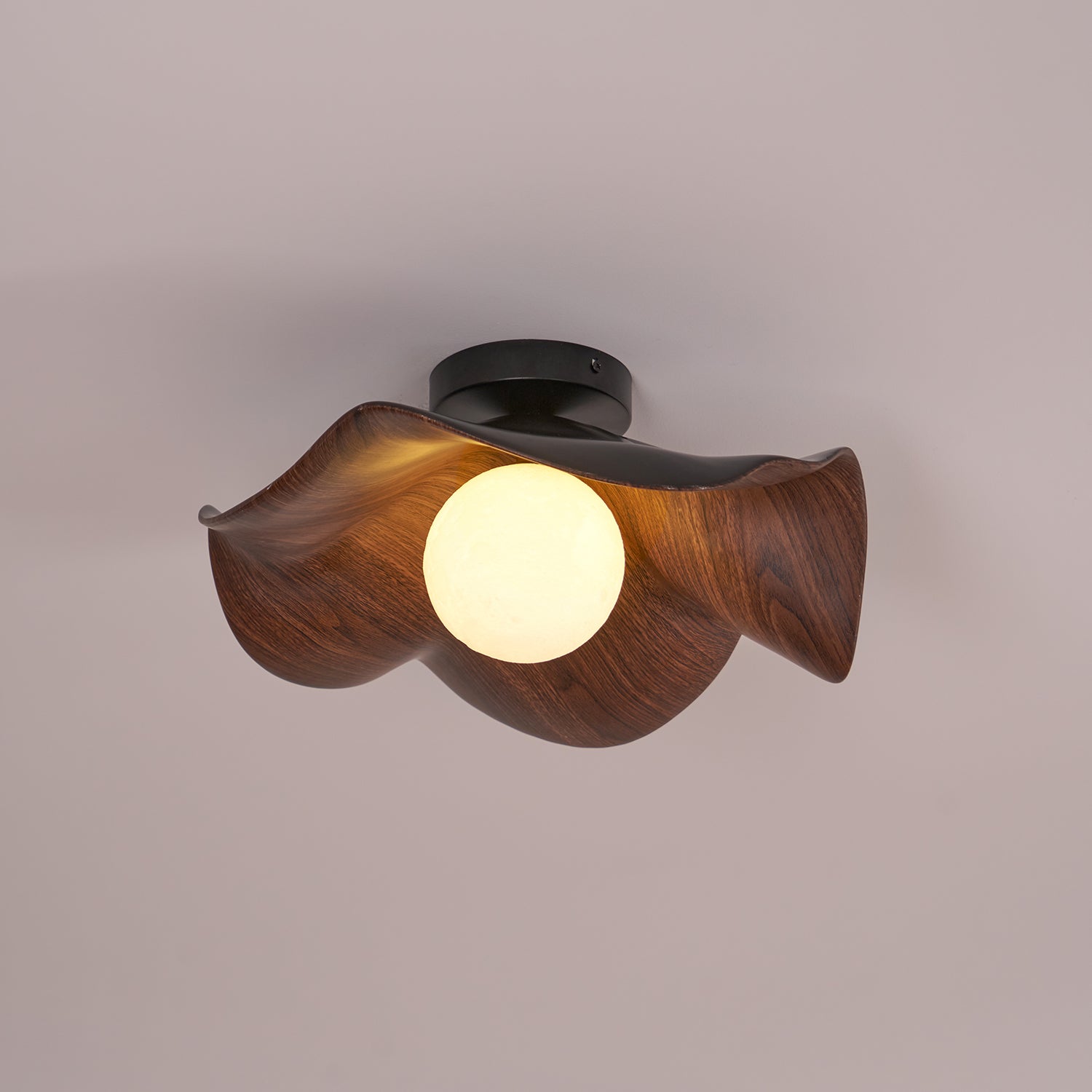 Modern Ceiling Lamp Sculptural Wood Inspired Design