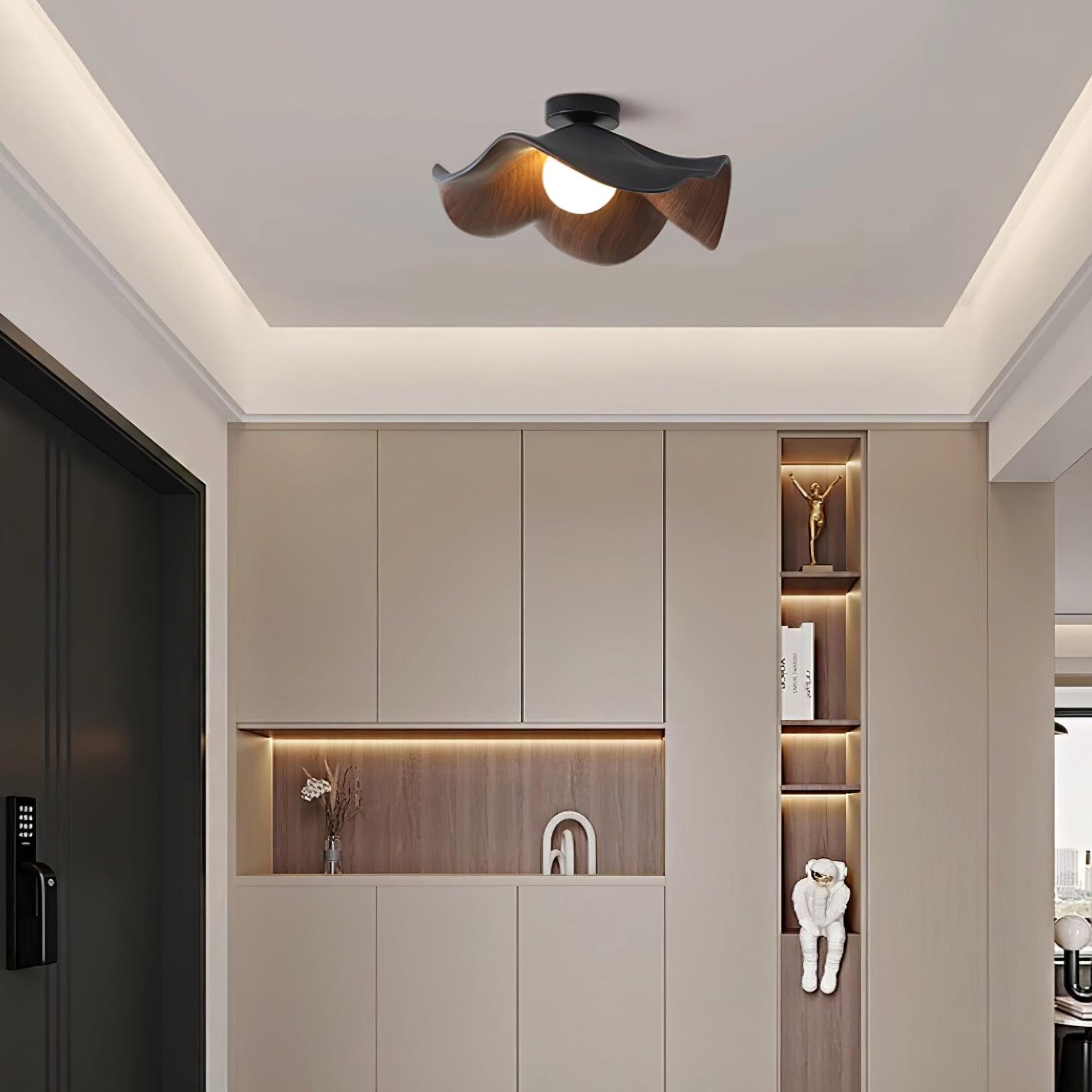 Modern Ceiling Lamp Sculptural Wood Inspired Design