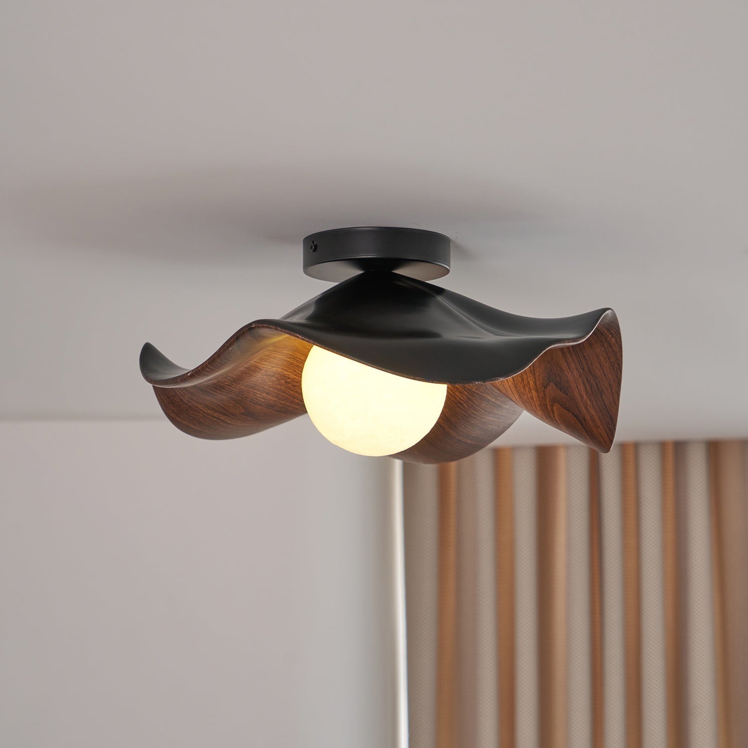 Modern Ceiling Lamp Sculptural Wood Inspired Design
