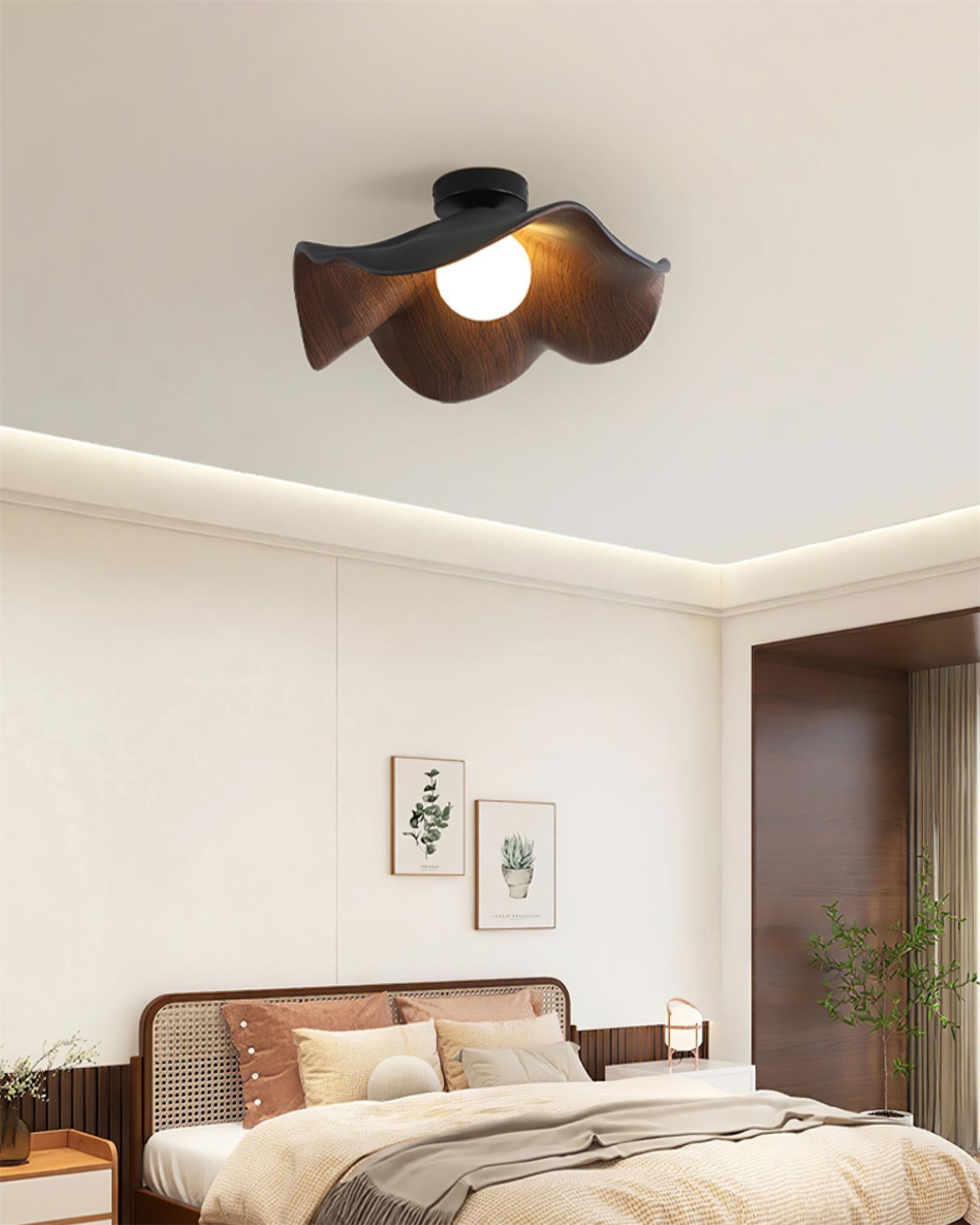 Modern Ceiling Lamp Sculptural Wood Inspired Design