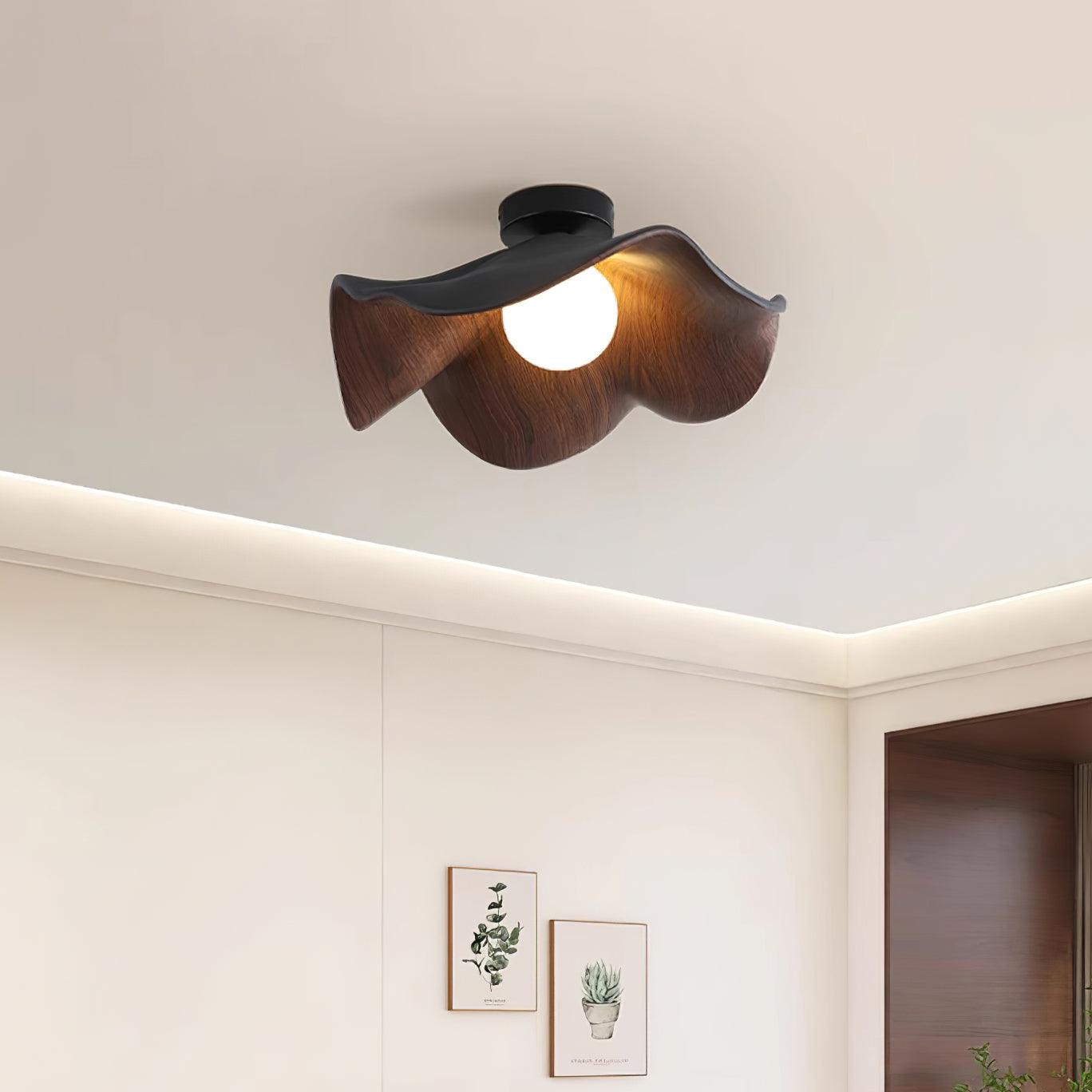 Modern Ceiling Lamp Sculptural Wood Inspired Design