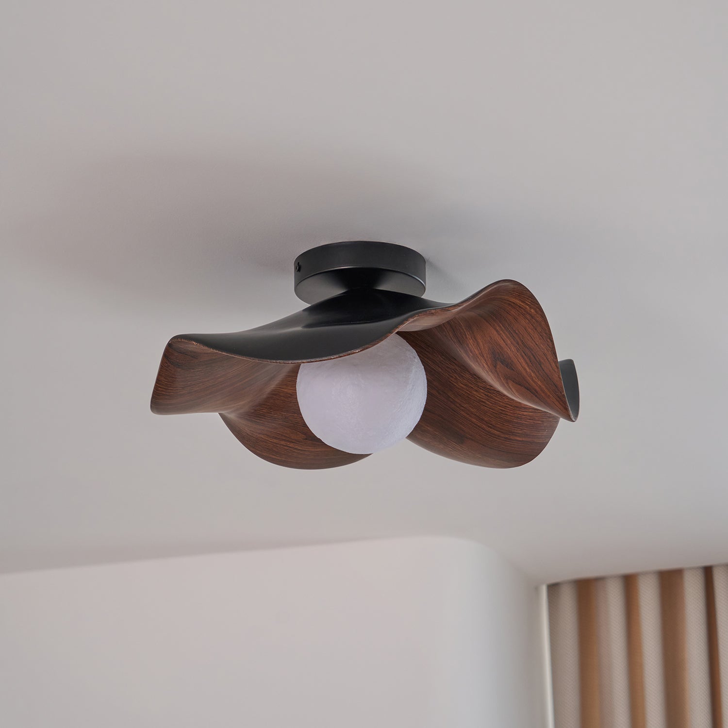 Modern Ceiling Lamp Sculptural Wood Inspired Design