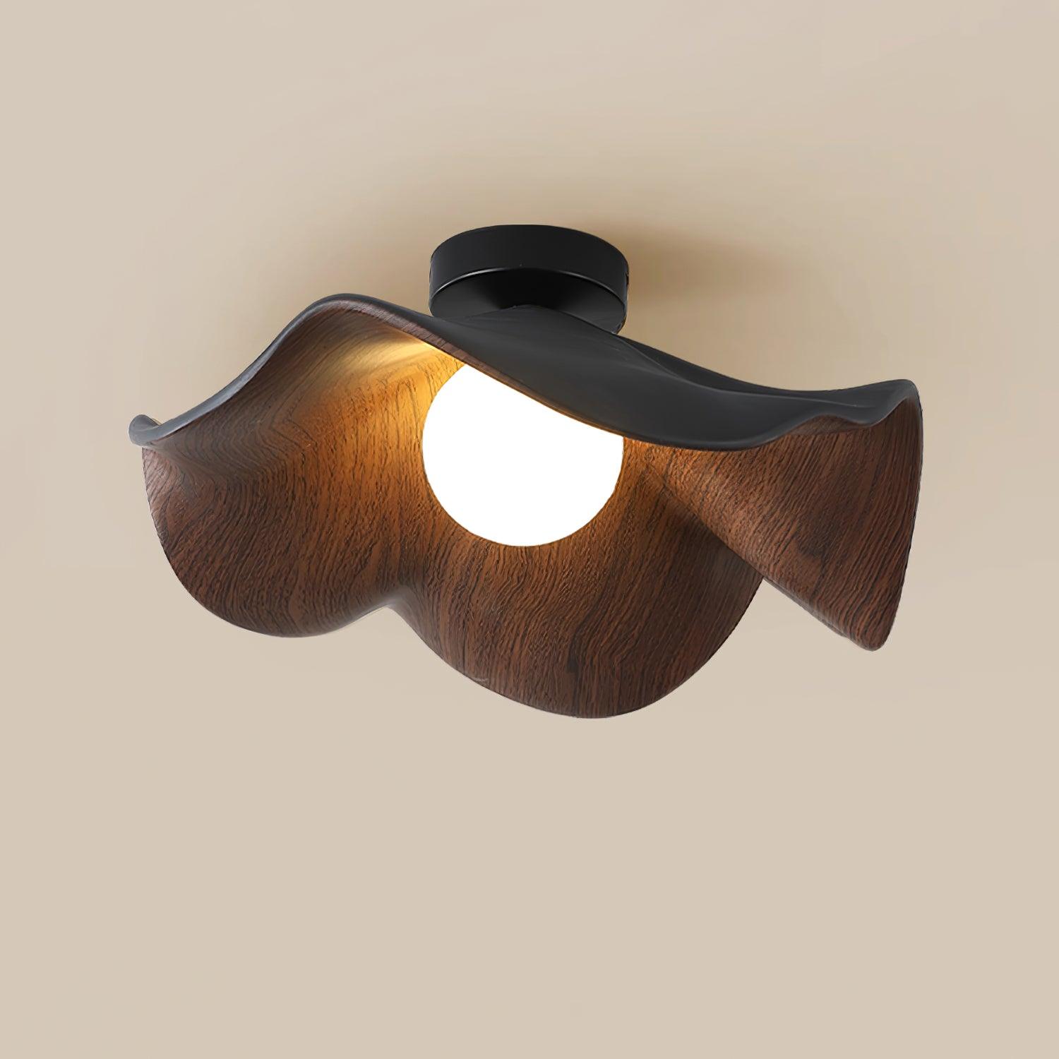 Modern Ceiling Lamp Sculptural Wood Inspired Design