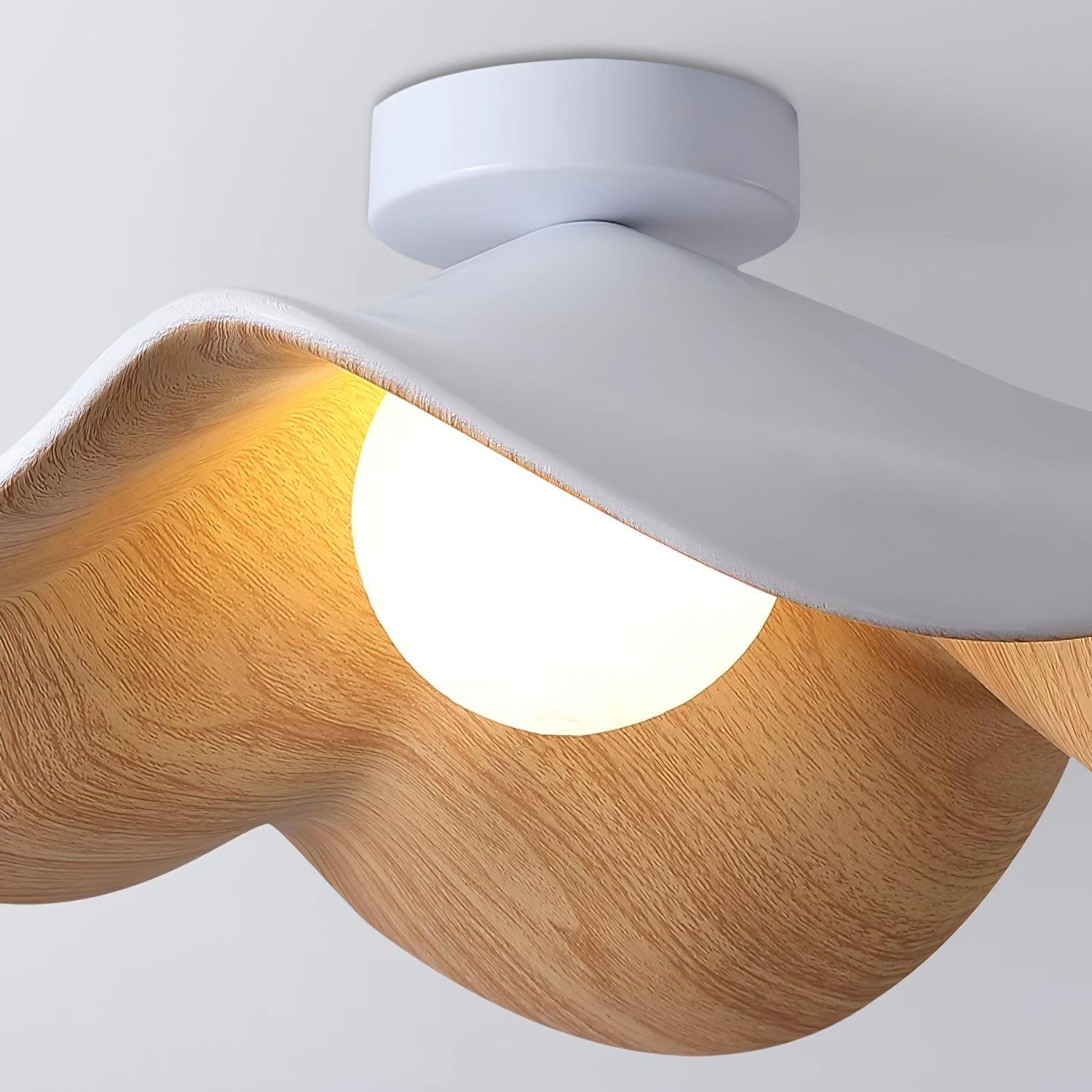 Modern Ceiling Lamp Sculptural Wood Inspired Design