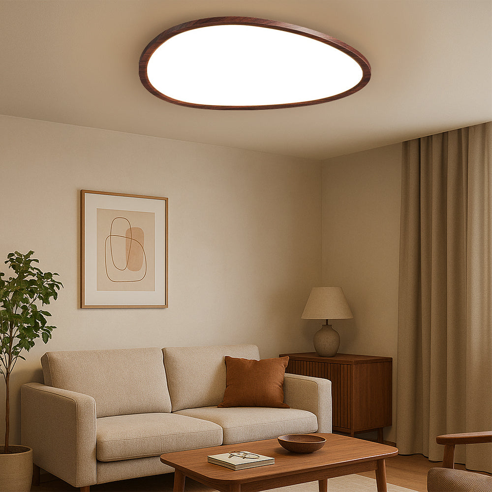 Nordic Ultra Thin Dark Wooden Ceiling Light