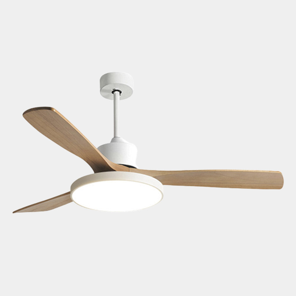 Ceiling Fan with LED Light and Three Wooden Blades