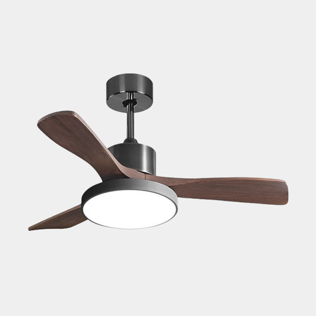 Ceiling Fan with LED Light and Three Wooden Blades