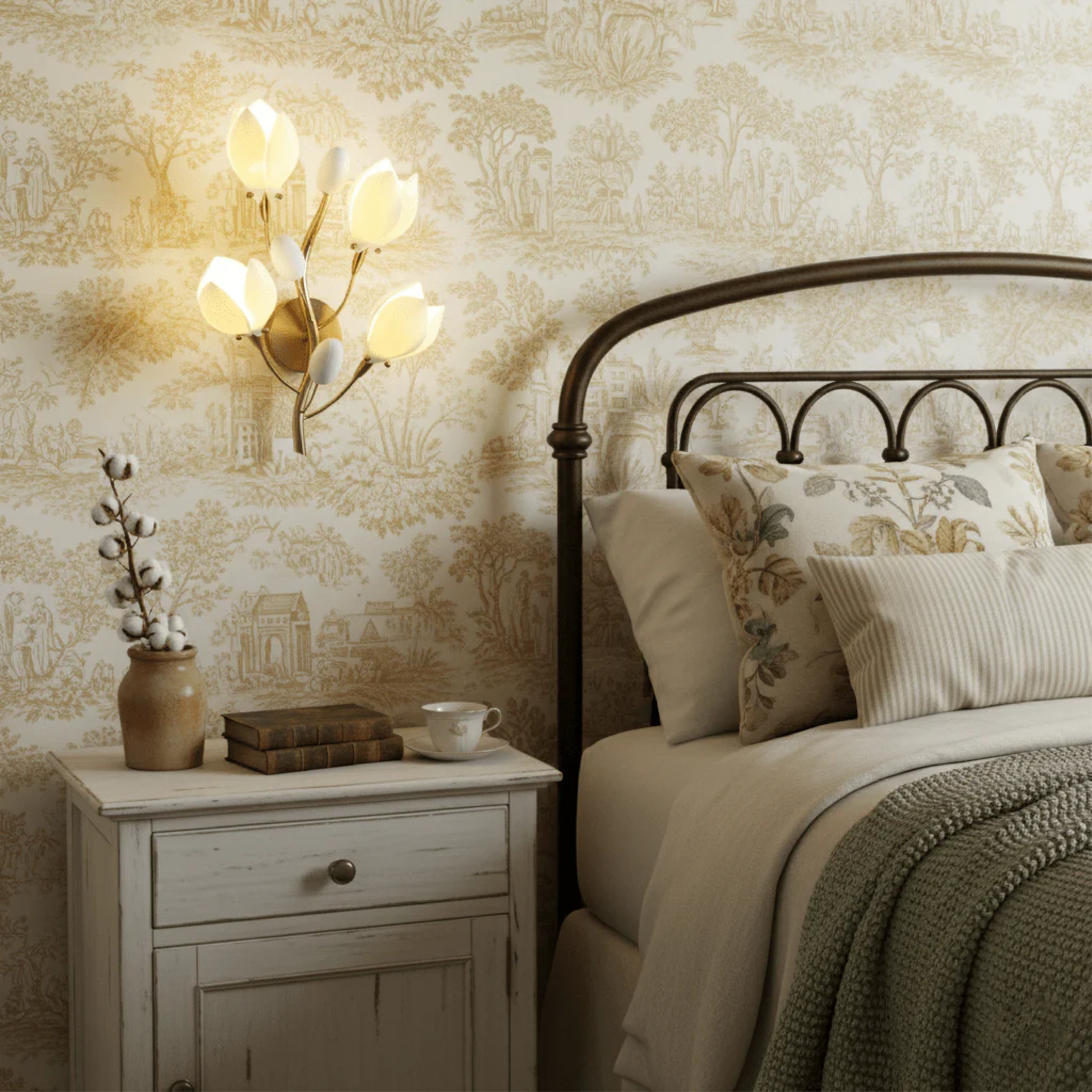 Modern Ceramic Flower Wall Lamp