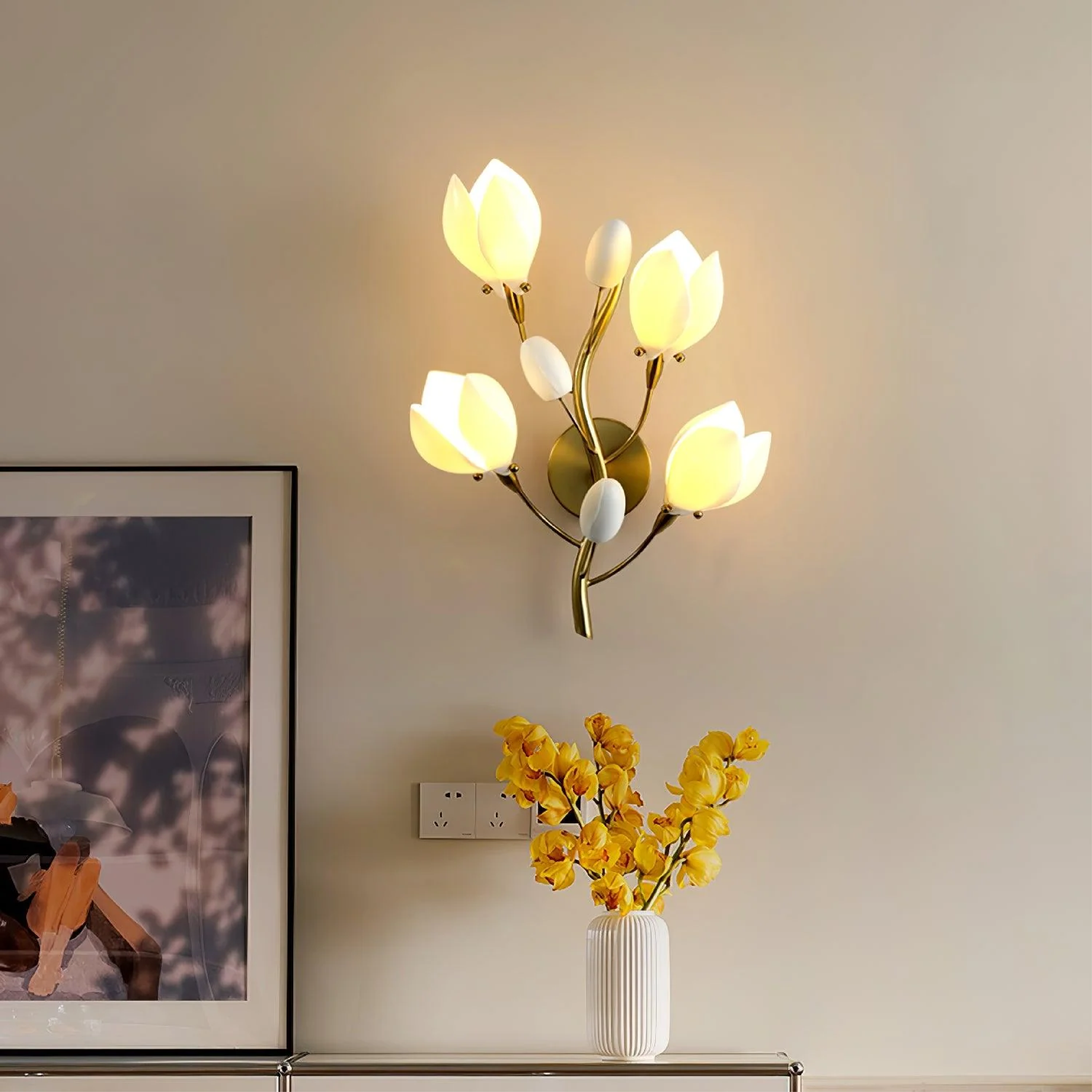 Modern Ceramic Flower Wall Lamp