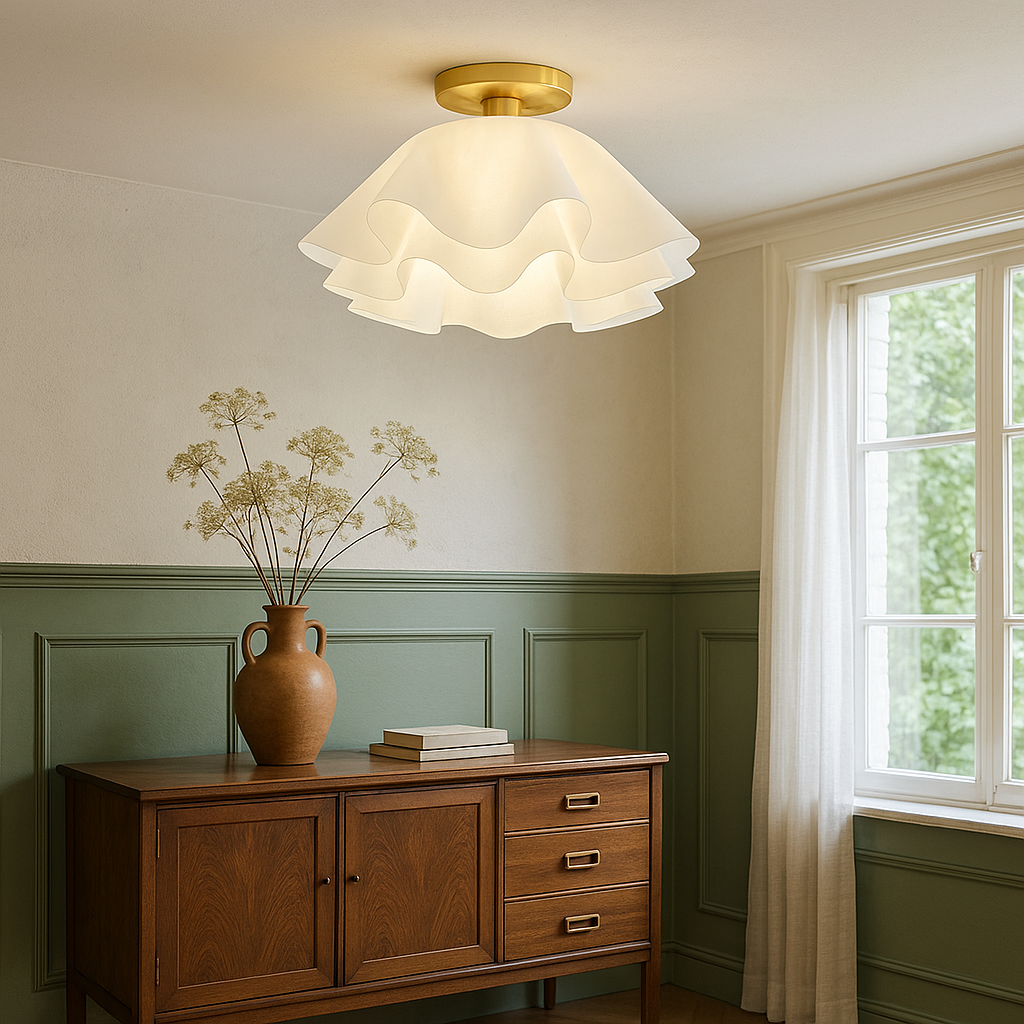Modern Ruffled Fabric Ceiling Light
