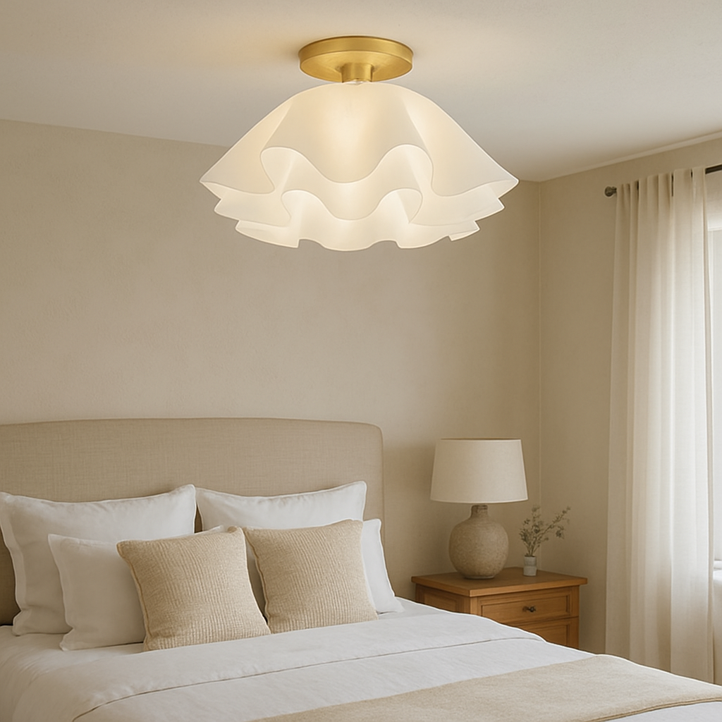 Modern Ruffled Fabric Ceiling Light