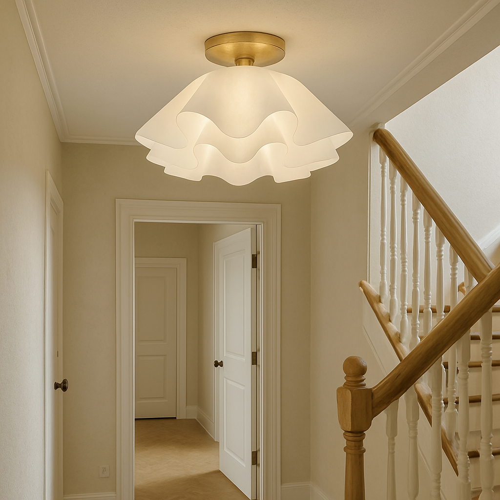 Modern Ruffled Fabric Ceiling Light