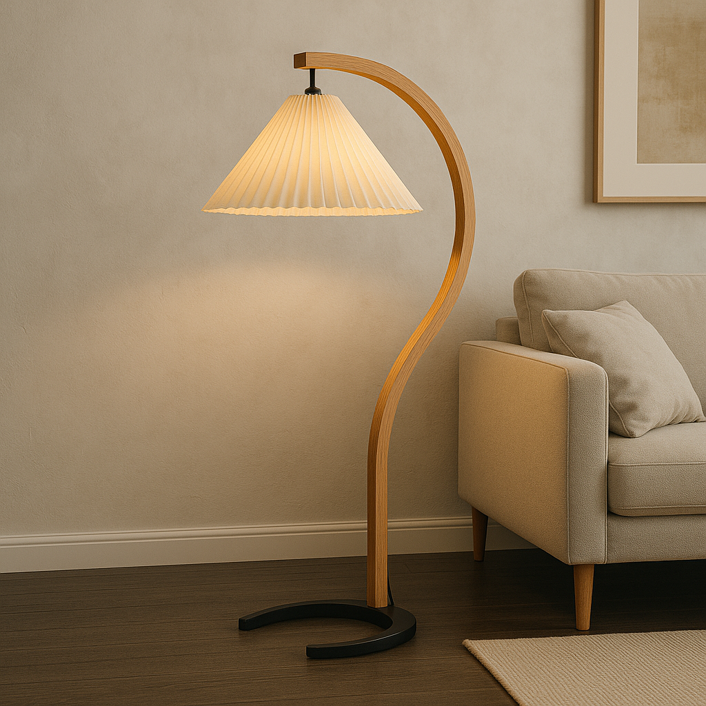 Scandinavian Pleated Curved Floor Lamp