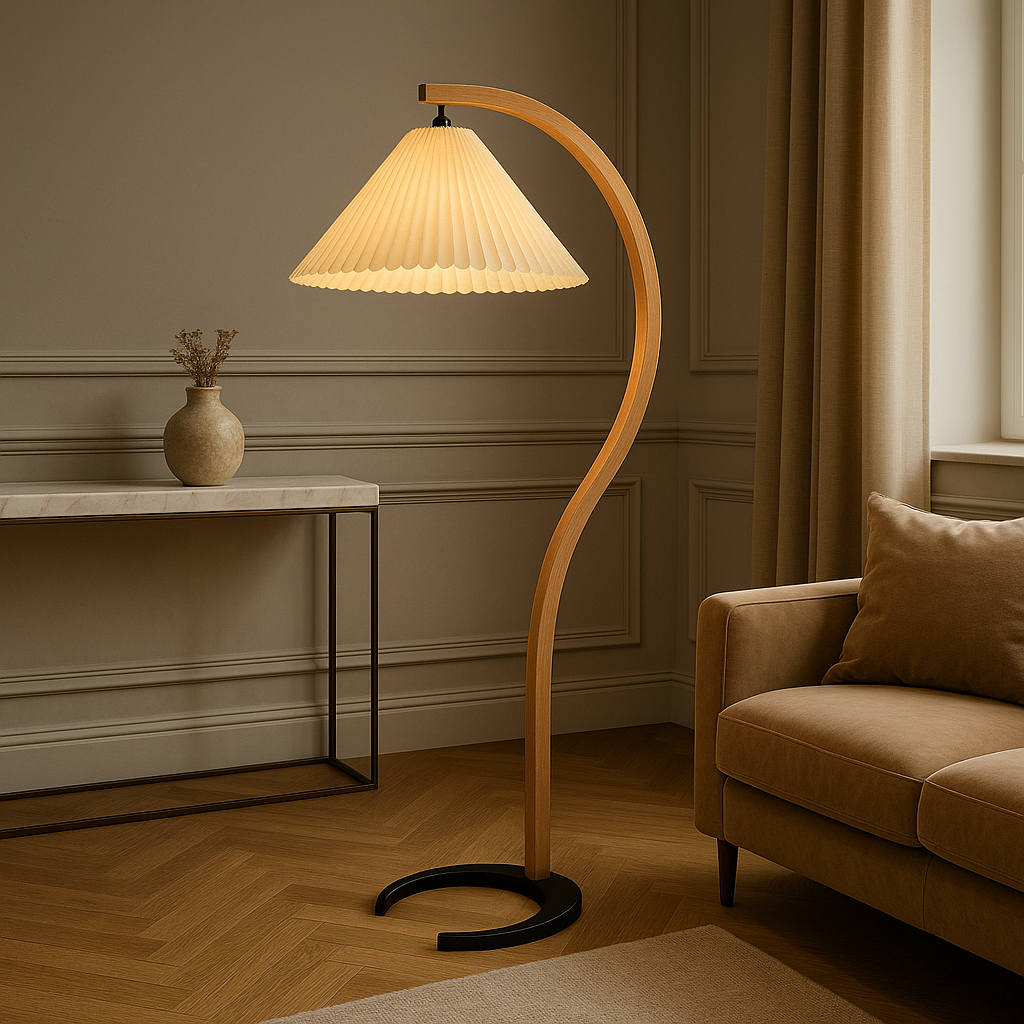 Scandinavian Pleated Curved Floor Lamp