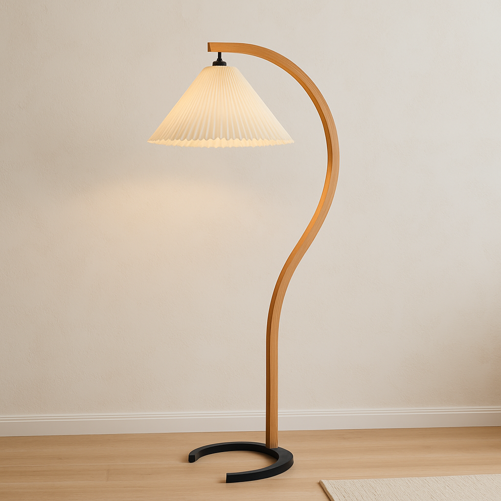 Scandinavian Pleated Curved Floor Lamp