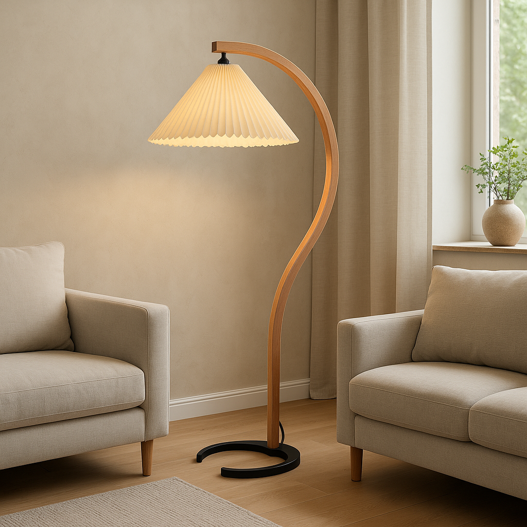 Scandinavian Pleated Curved Floor Lamp