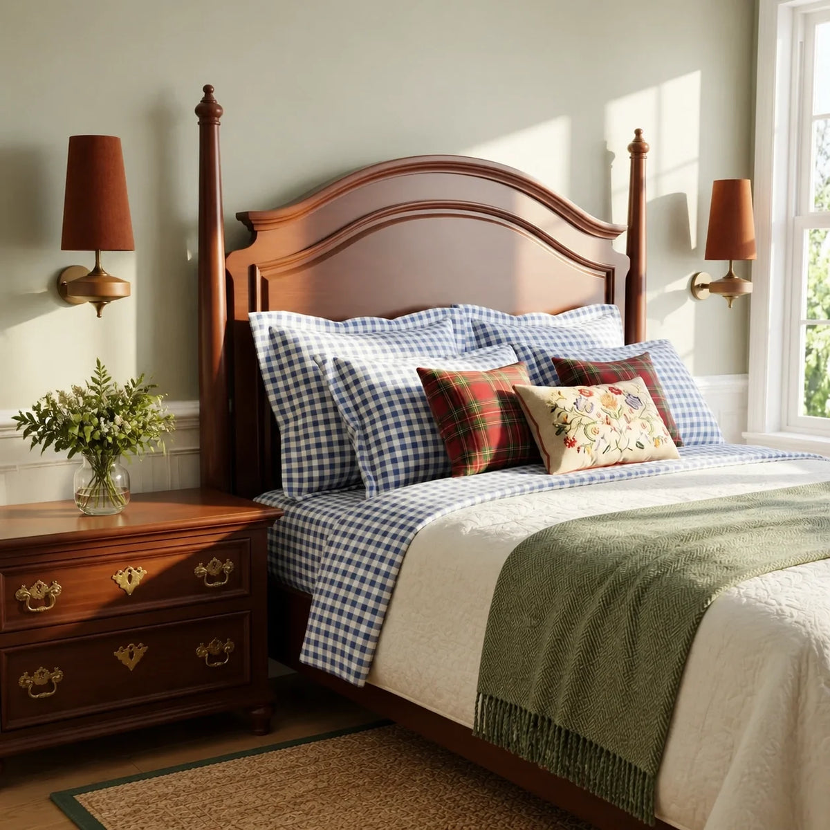 Classic Fabric Wall Lamp for Bedroom Sconce Lighting