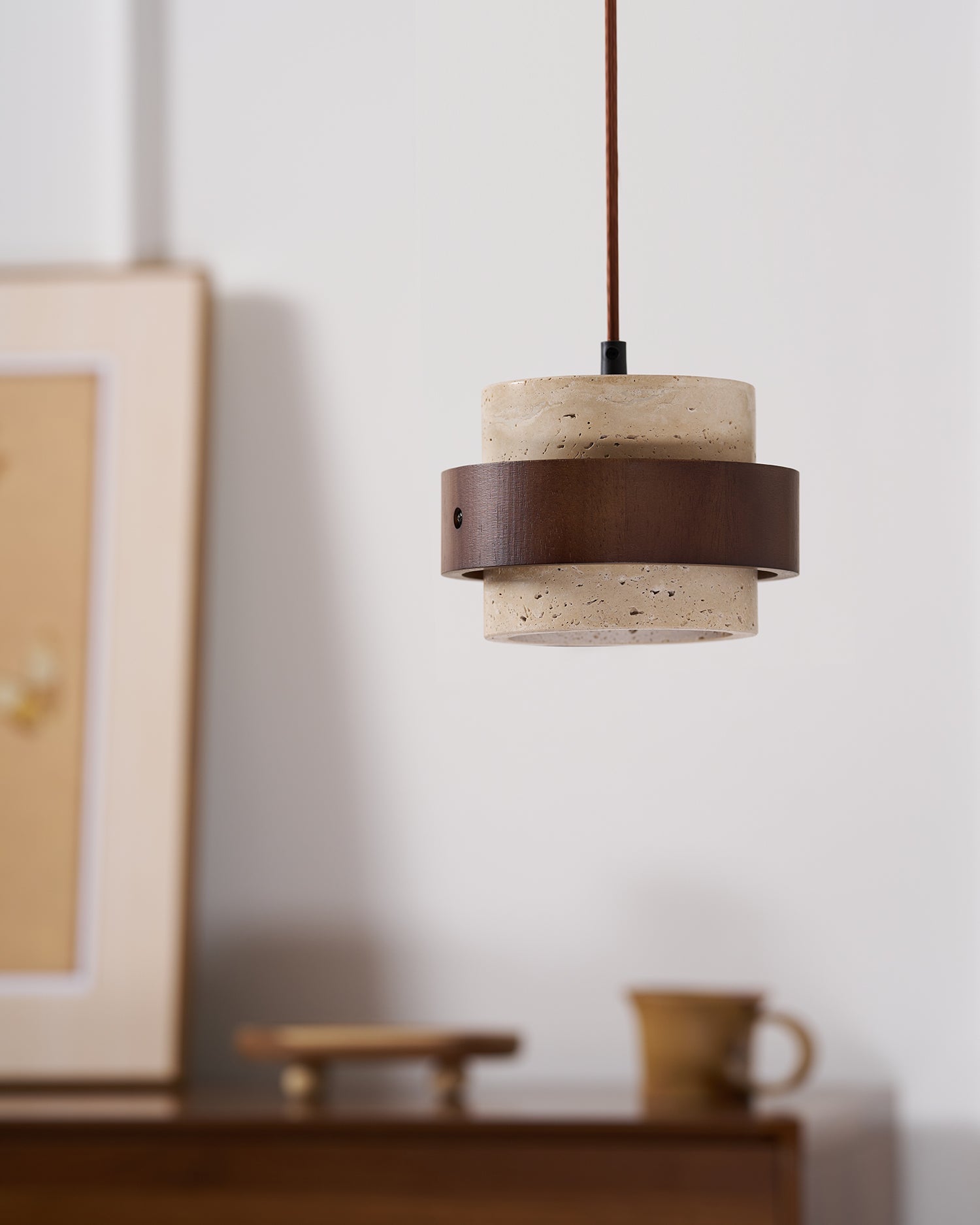 Travertine Cylinder Pendant Light