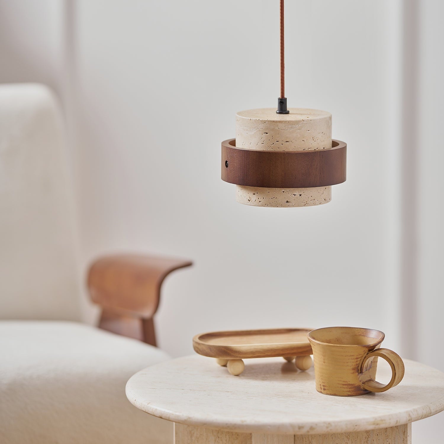 Travertine Cylinder Pendant Light