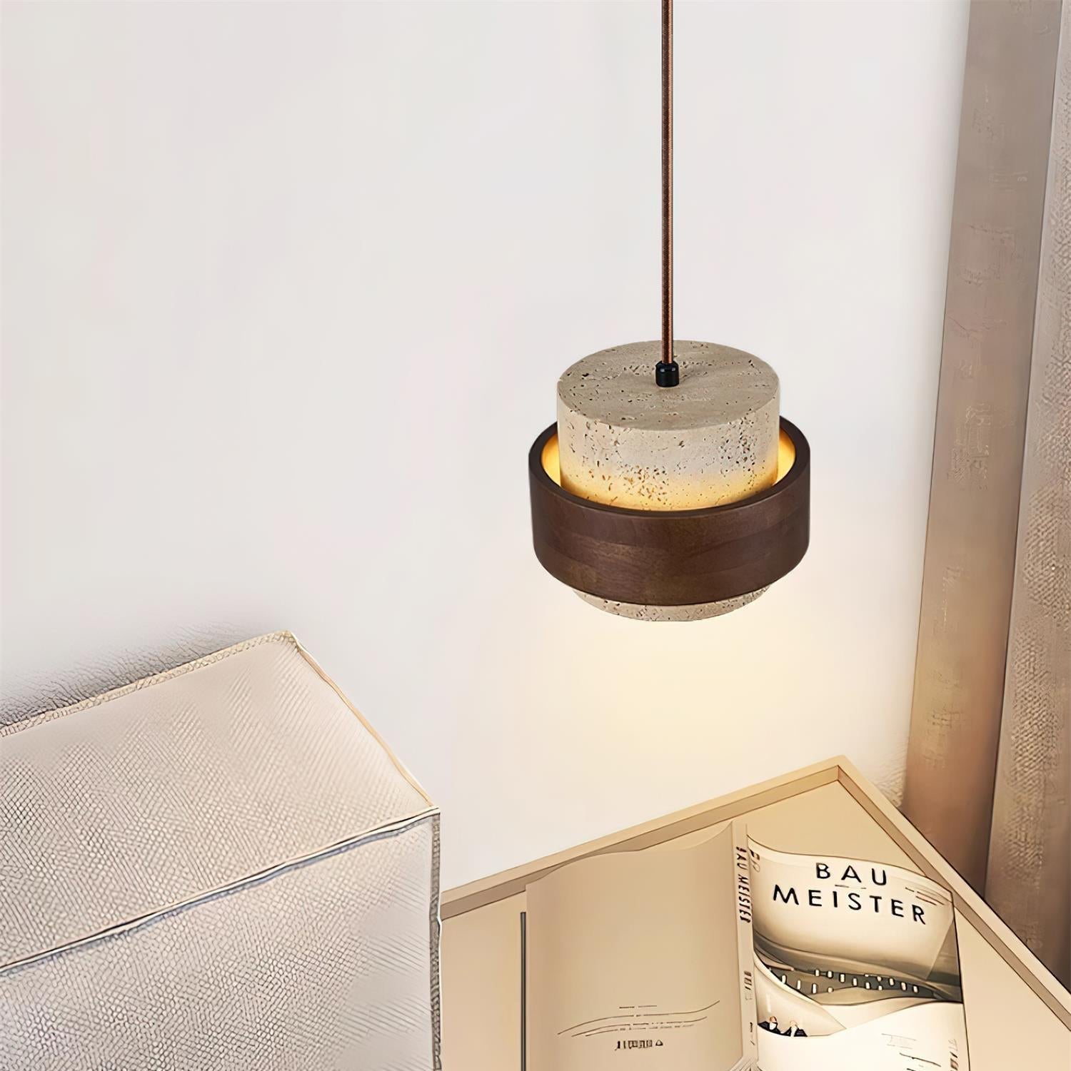 Travertine Cylinder Pendant Light