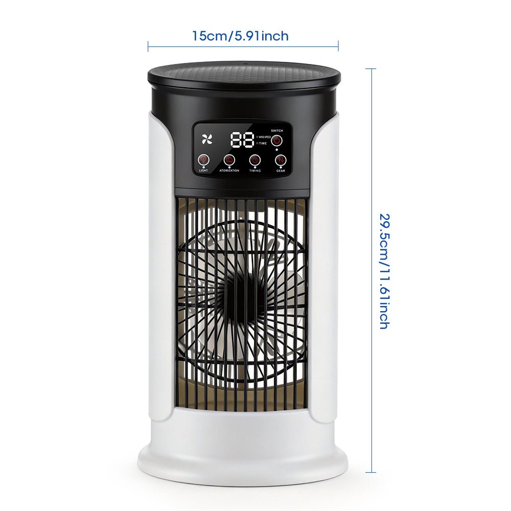 3-in-1 draagbare aircooler ventilator met luchtbevochtiger en LED-nachtlampje
