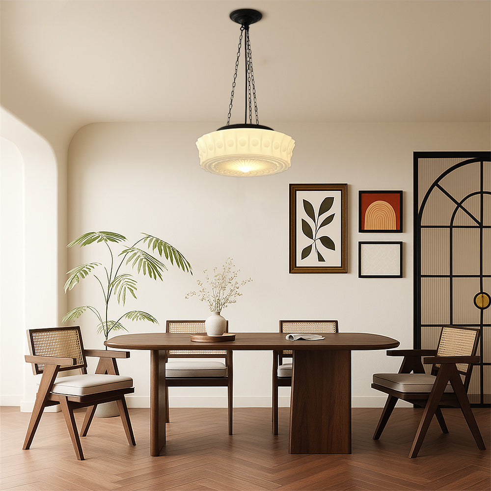 Vintage Milk Glass Pendant Light