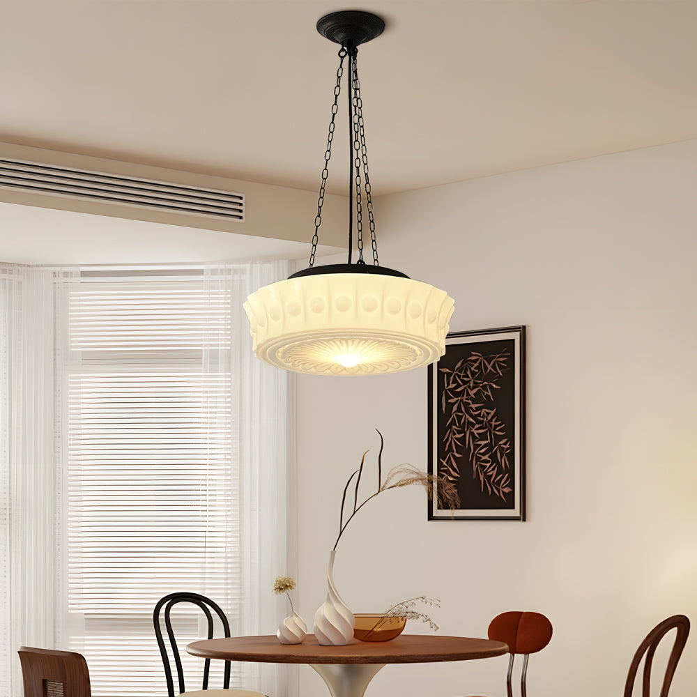 Vintage Milk Glass Pendant Light