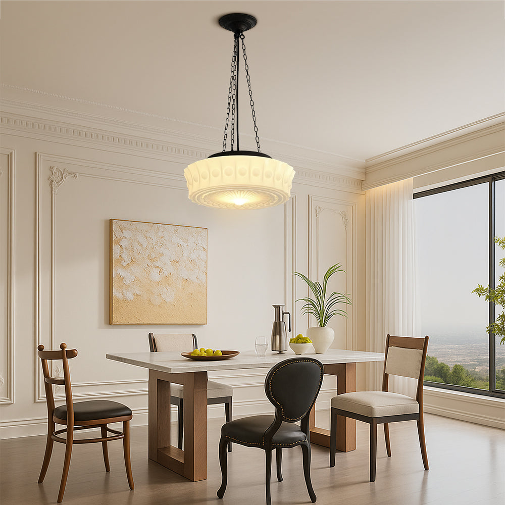 Vintage Milk Glass Pendant Light