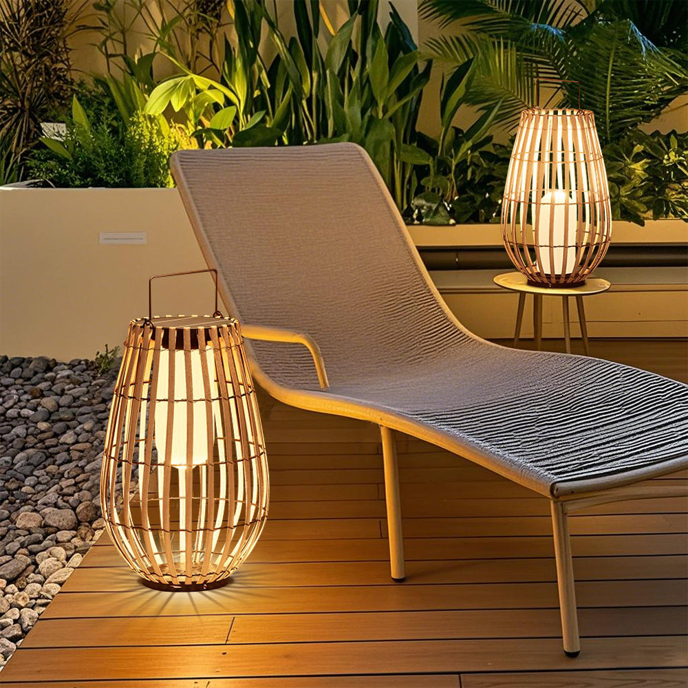 Solar Bamboo Lantern Patio Lights