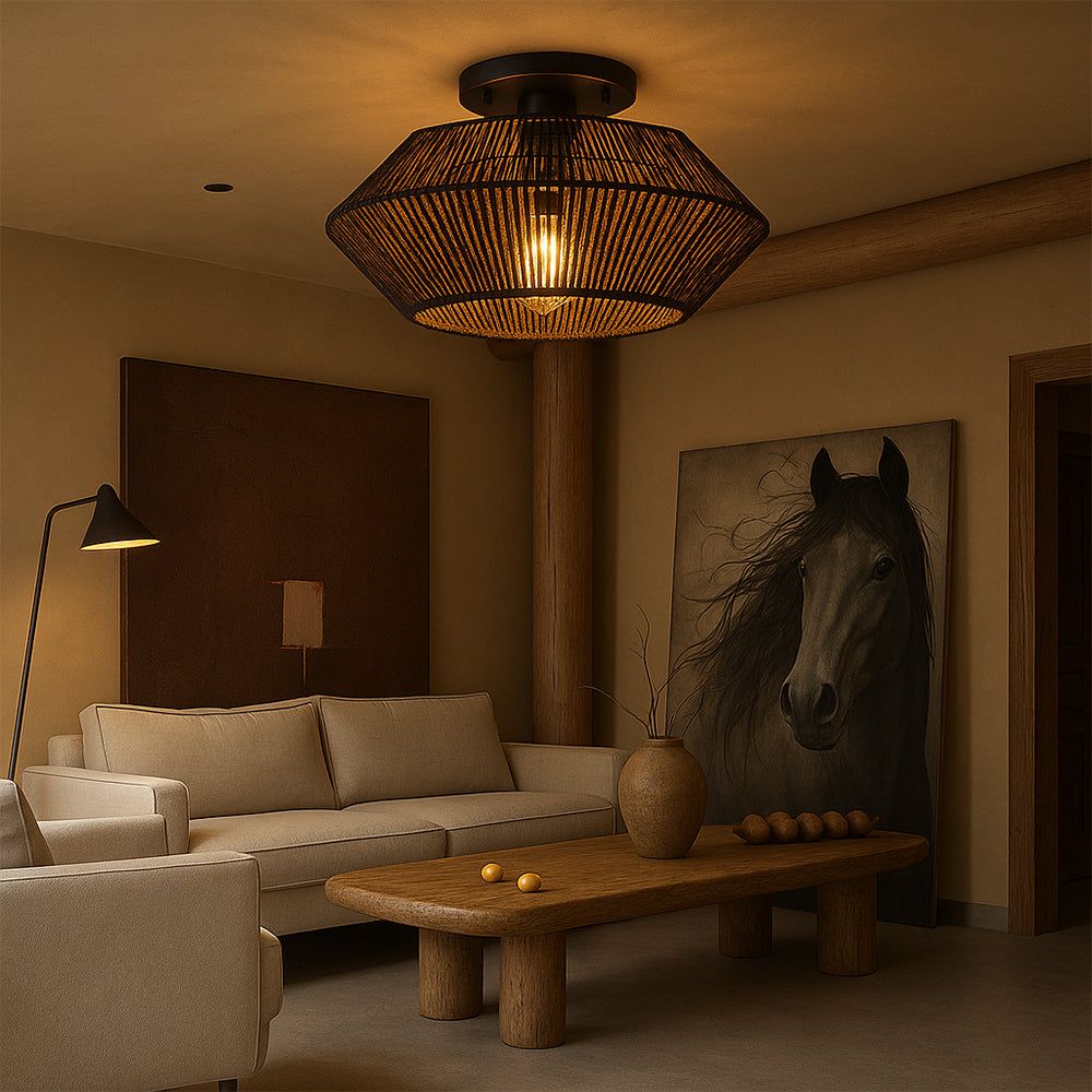 Woven Bamboo Ceiling Light