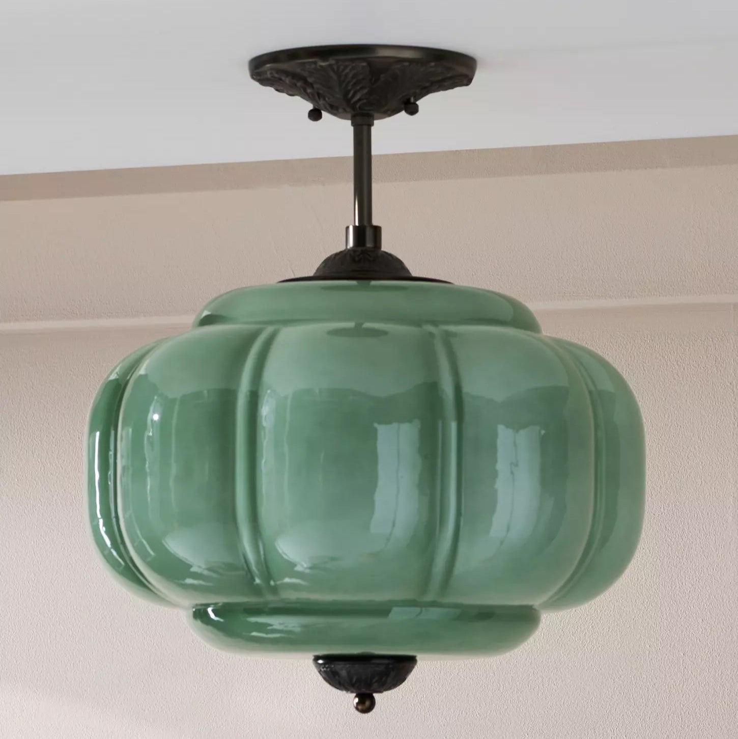 Vintage Glass Semi-Flush Ceiling Light