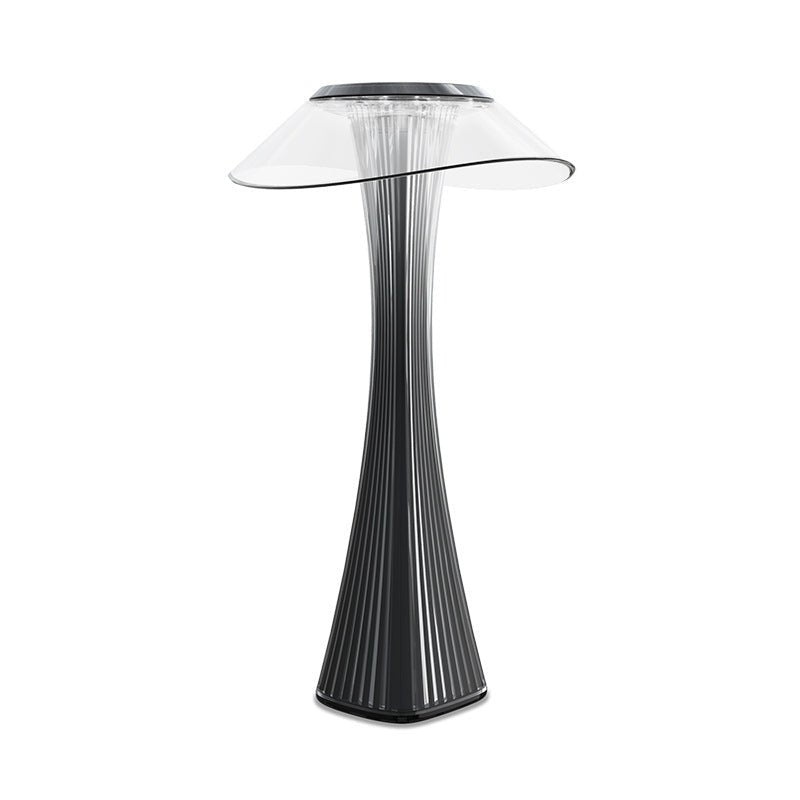 Fluted Glass Table Lamp with Clear Disc Shade